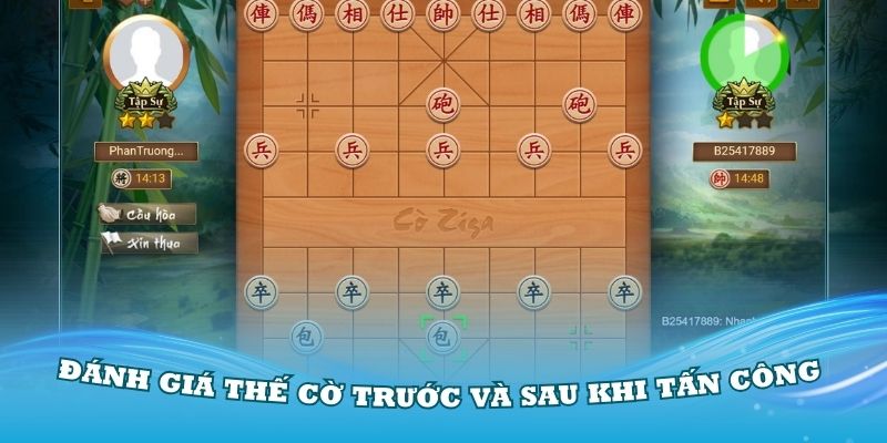 Đánh giá thế cờ trước và sau khi tấn công